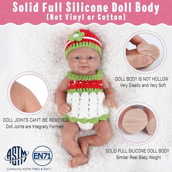🆕14 inch Full Body Platinum Silicone Baby Dolls Boy for Toddlers Reborn Baby - Picture 6 of 9